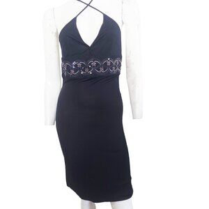 NEWT 100% AUTH VINTAGE 90' GIANFRANCO FERRE ITALY BLACK STRETCH W SEQUIN 42IT M